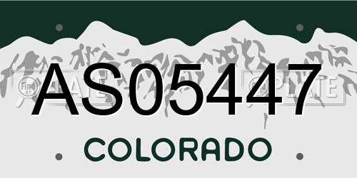 AS05447 Colorado License Plate