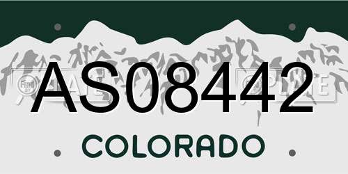 AS08442 Colorado License Plate