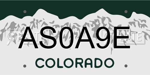 AS0A9E Colorado License Plate