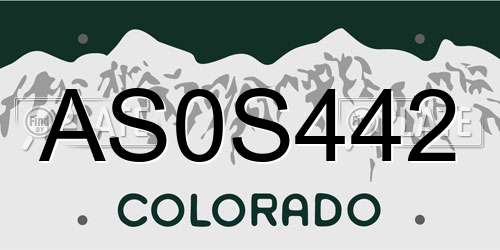 AS0S442 Colorado License Plate