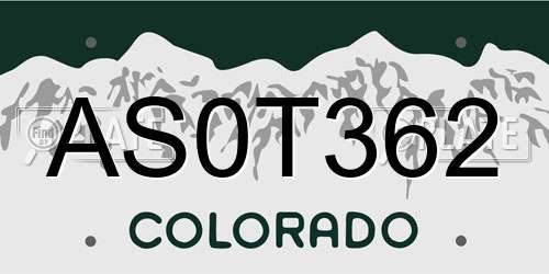 AS0T362 Colorado License Plate