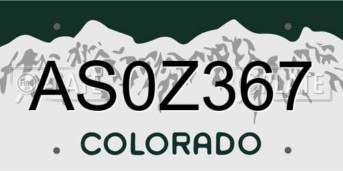 AS0Z367 Colorado License Plate