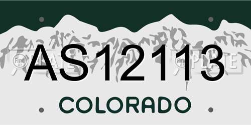 AS12113 Colorado License Plate