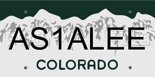 AS1ALEE Colorado License Plate