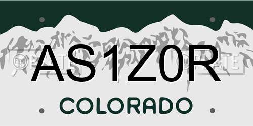 AS1Z0R Colorado License Plate