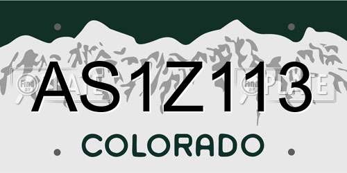 AS1Z113 Colorado License Plate