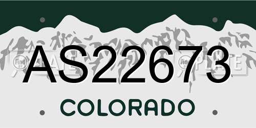 AS22673 Colorado License Plate