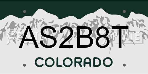 AS2B8T Colorado License Plate