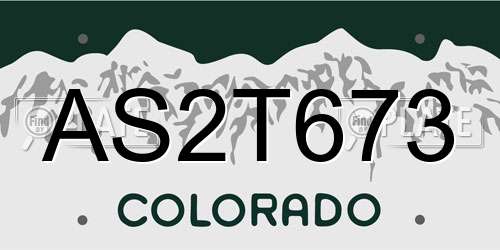 AS2T673 Colorado License Plate