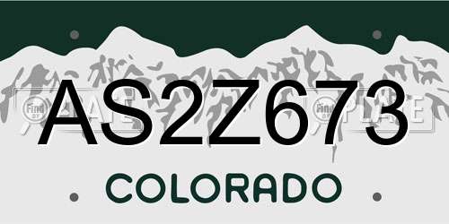AS2Z673 Colorado License Plate