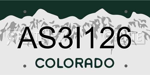AS3I126 Colorado License Plate