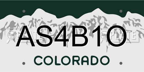 AS4B1O Colorado License Plate