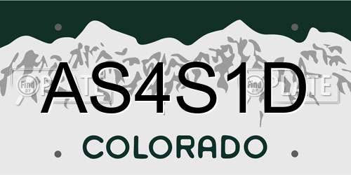 AS4S1D Colorado License Plate