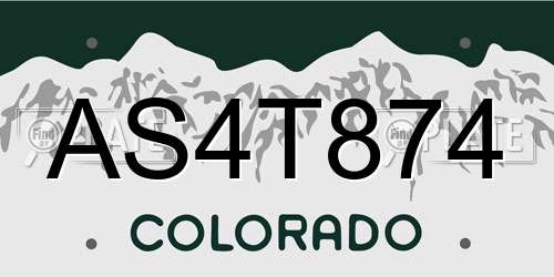 AS4T874 Colorado License Plate