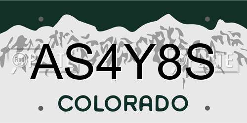 AS4Y8S Colorado License Plate