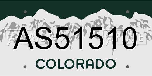 AS51510 Colorado License Plate