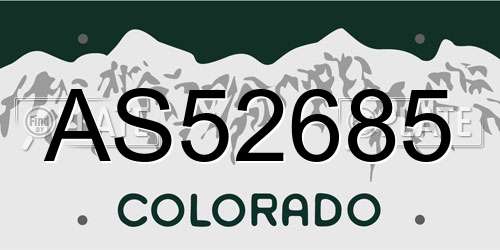 AS52685 Colorado License Plate