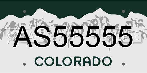 AS55555 Colorado License Plate