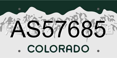 AS57685 Colorado License Plate