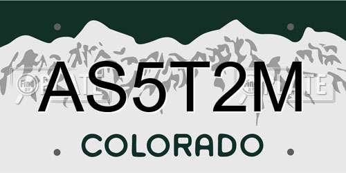 AS5T2M Colorado License Plate