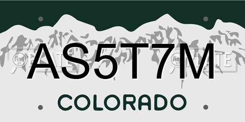 AS5T7M Colorado License Plate