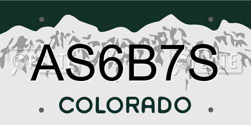 AS6B7S Colorado License Plate
