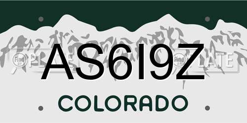AS6I9Z Colorado License Plate