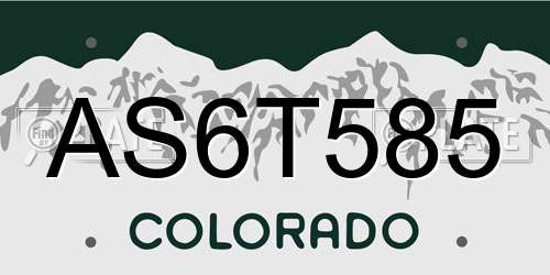 AS6T585 Colorado License Plate