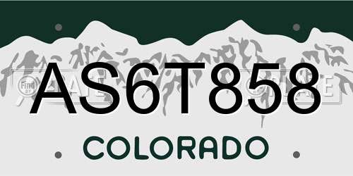 AS6T858 Colorado License Plate