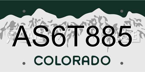 AS6T885 Colorado License Plate