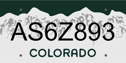 AS6Z893 Colorado License Plate