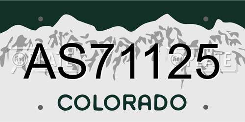 AS71125 Colorado License Plate