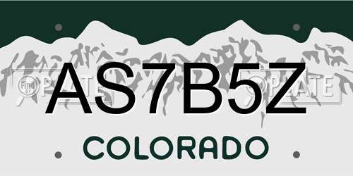 AS7B5Z Colorado License Plate