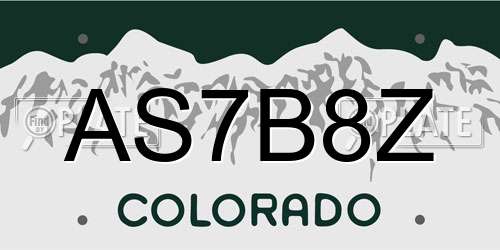 AS7B8Z Colorado License Plate