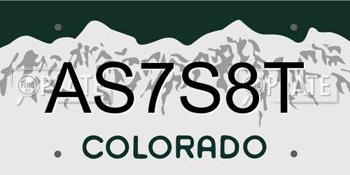 AS7S8T Colorado License Plate