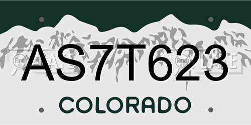AS7T623 Colorado License Plate