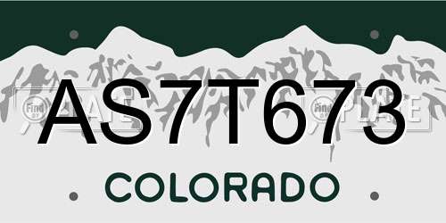 AS7T673 Colorado License Plate