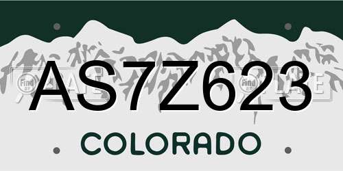 AS7Z623 Colorado License Plate