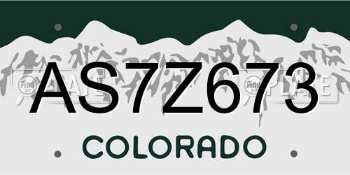 AS7Z673 Colorado License Plate