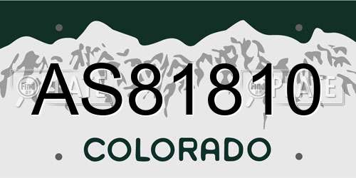 AS81810 Colorado License Plate