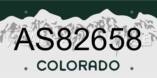 AS82658 Colorado License Plate
