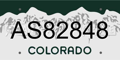 AS82848 Colorado License Plate