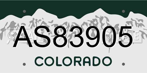AS83905 Colorado License Plate