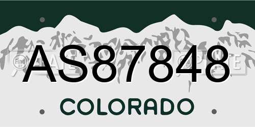 AS87848 Colorado License Plate