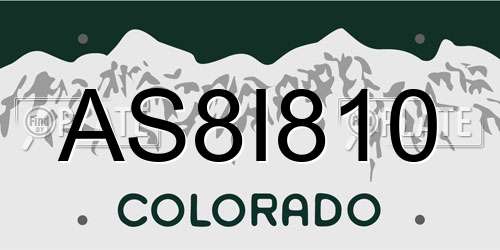 AS8I810 Colorado License Plate