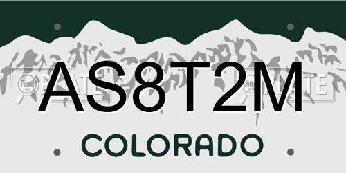 AS8T2M Colorado License Plate