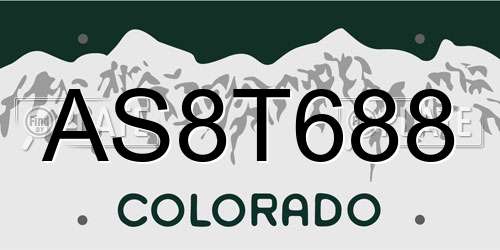 AS8T688 Colorado License Plate