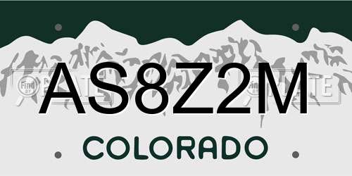 AS8Z2M Colorado License Plate