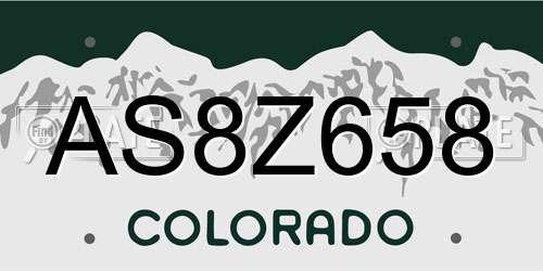 AS8Z658 Colorado License Plate