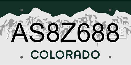 AS8Z688 Colorado License Plate